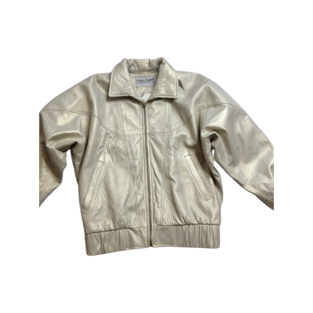 Pano Sereti Portfolio Womens Bomber Style Leather Jacket Size M/L Vintage 80's